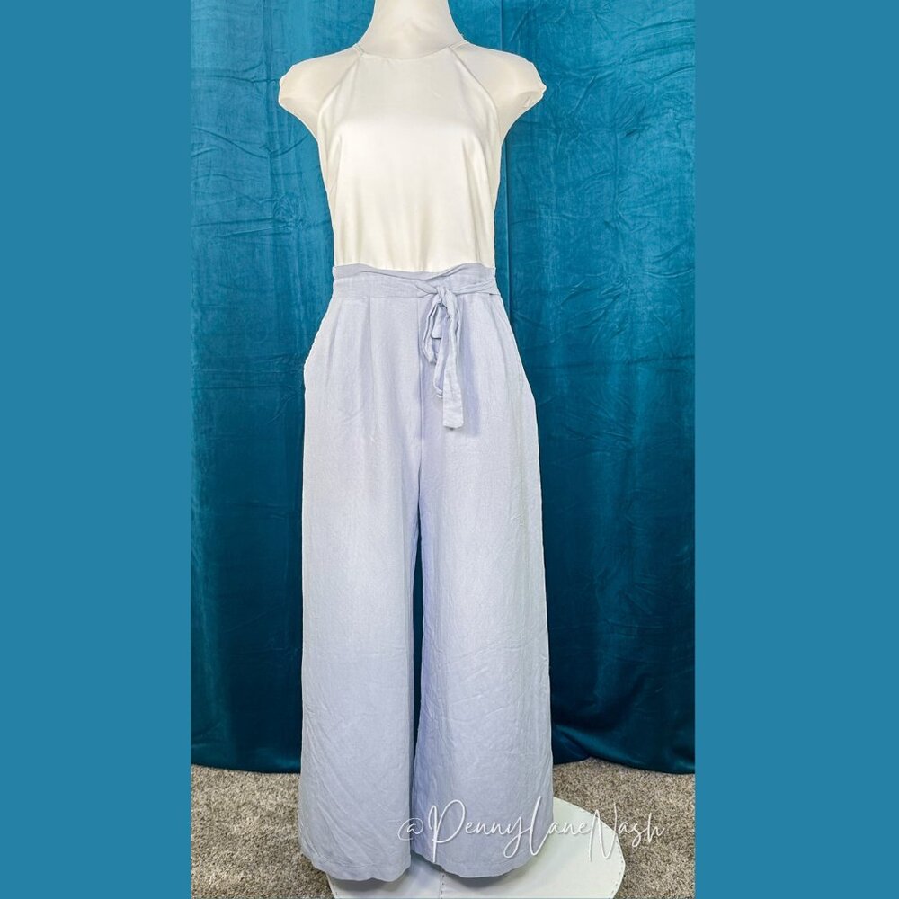 Blush Boutique Sleeveless High Neck Jumpsuit Blue/White